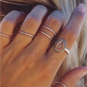 CC Stack Sterling silver handmade stacker rings smooth and twisted